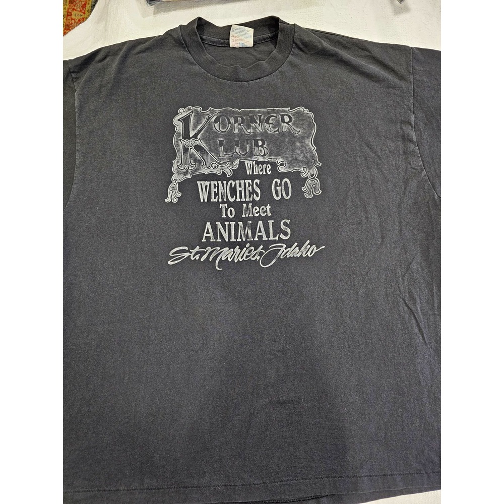 Vintage Korner Klub St Maries Idaho T Shirt Mens XXL Hanes Graphic Black 5630